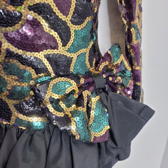 VINTAGE 80s dress Cache sequined long sleeve formal party cocktail S - Picture 4 of 14